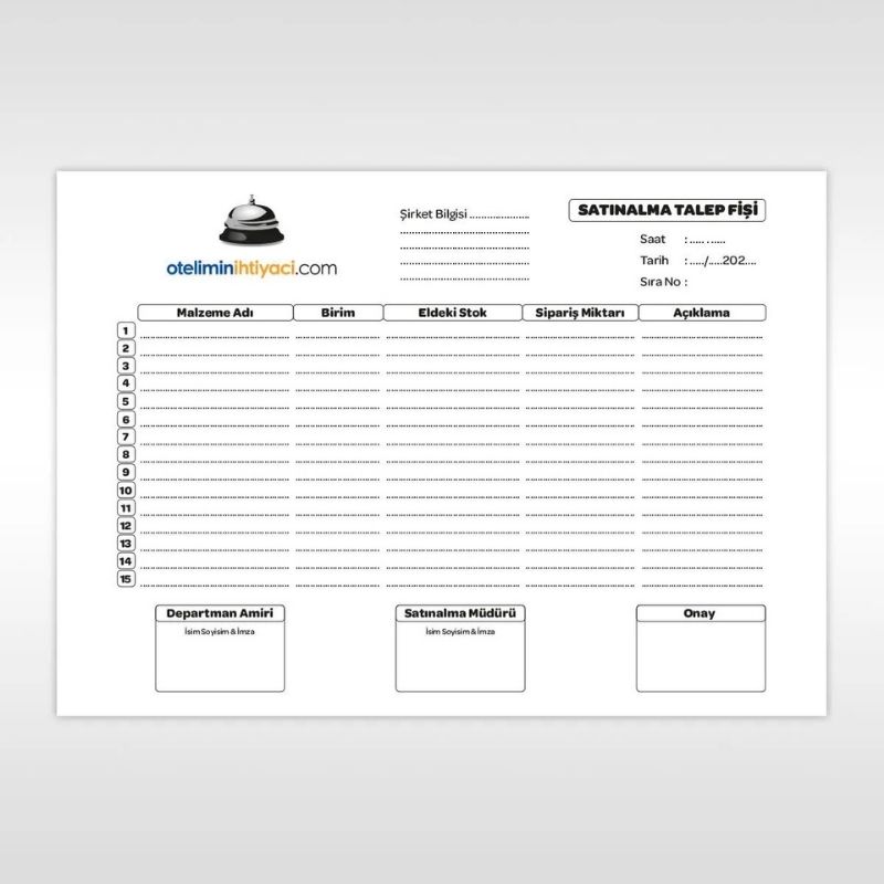 excel satın alma talep formu şablonu